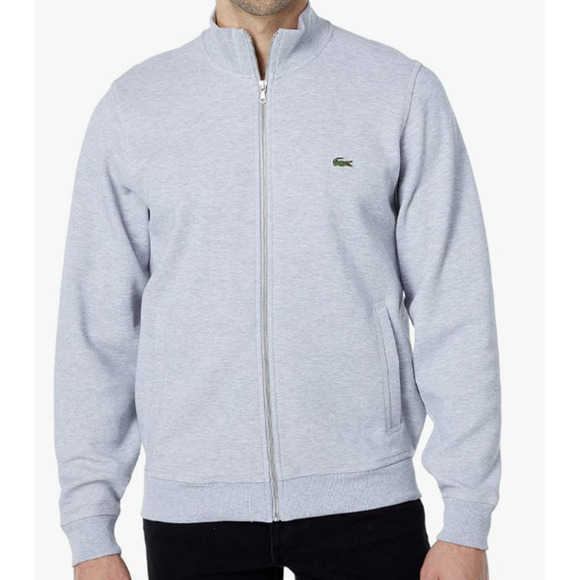 Lacoste Long Sleeve Full Zip Sweatshirt Silver Chine L